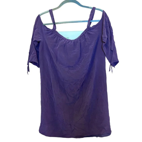 MADEWELL Purple Silk Cold Shoulder Dress Size 6 - Picture 4 of 8